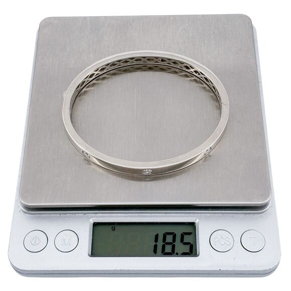 Vintage Sterling Silver 925 Bangle Bracelet with Cubic Zirconia 7.25" - Picture 8 of 9